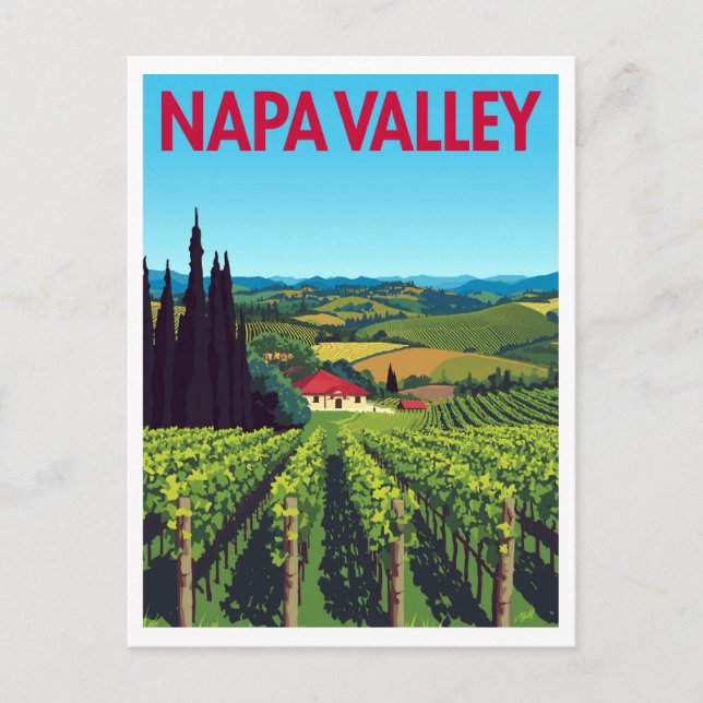 Napa Valley Vineyards Retro Resa Vykort (Framsida)