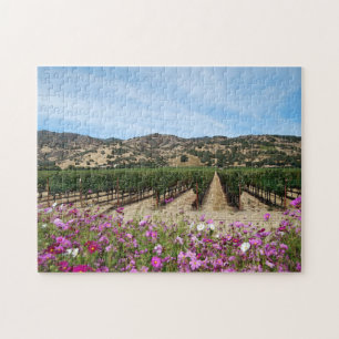 Napa Valley vingård på skörden Time med kosmos Pussel