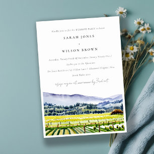 Napa Valley Watercolor Vineyard Helg Party Inbjudningar
