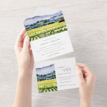Napa Valley Watercolor Vineyard Landskap Bröllop