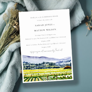 Napa Valley Watercolor Vineyard Rehearsal Dinner Inbjudningar
