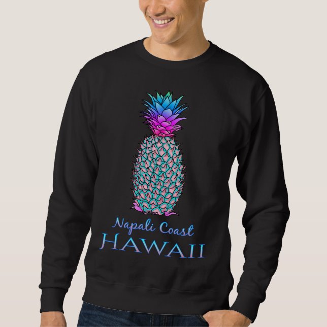 Napali Kusten Hawaii Sommar-vinananas Lång Ärmad Tröja (Framsida)