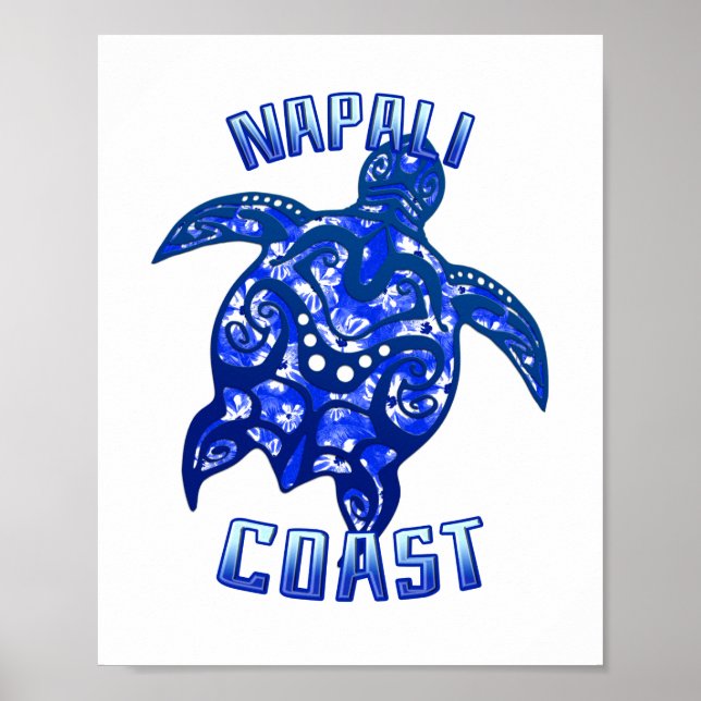 Napali Kusten Hawaii Vacation Tribal Turtle Poster (Framsidan)