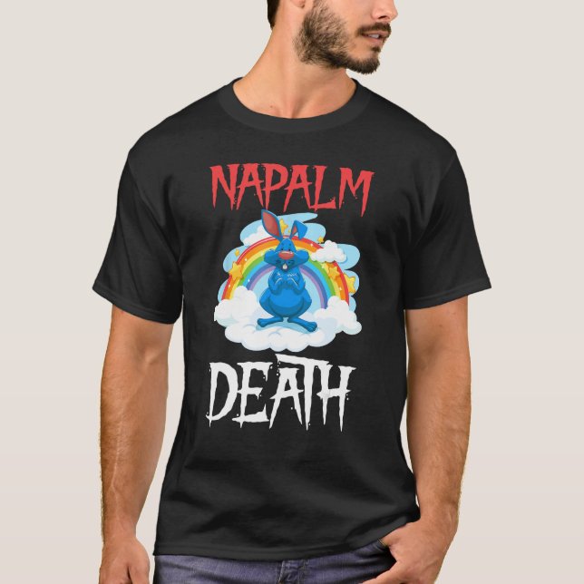 Napalm Död Rainbow Bunny Rosa Napalm Death Rabbi T Shirt (Framsida)