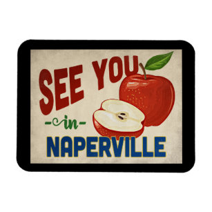Naperville Illinois Apple - Vintage resor Magnet