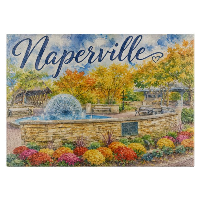 Naperville Illinois Maskros Springbrunn Riverwalk (Framsidan)