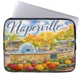 Naperville Illinois Maskros Springbrunn Riverwalk Laptop Fodral