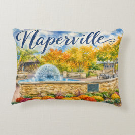 Naperville Illinois Maskros Springbrunn Riverwalk Prydnadskudde