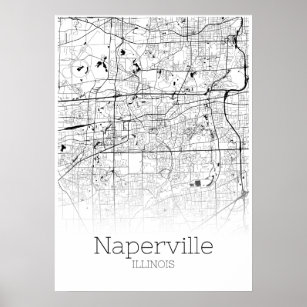 Naperville Karta - Illinois - City Karta Poster