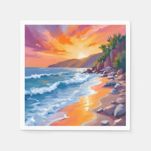Napili Bay Solnedgång Maui Hawaii Målning Pappersservett