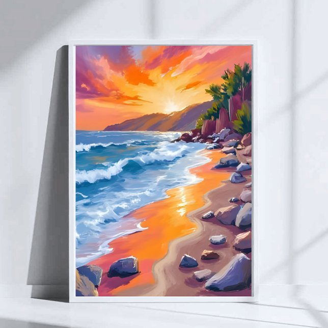 Napili Bay Solnedgång Maui Hawaii Målning Poster (Skapare uppladdad)