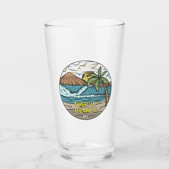 Napili Beach Hawaii Vintage Glaskopp (Framsida)