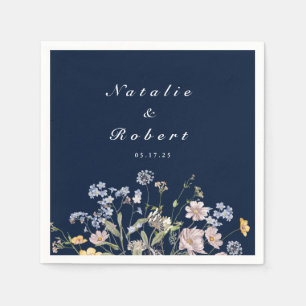 Napk från Vår Wildblomme Meadow Garden Wedding Nap Pappersservett