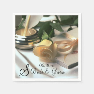 Napki - Anpassad namndatummonogram - bröllopsinbju Pappersservett