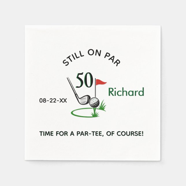 NAPKIN 50-årsfirande (valfritt år) Golf tema-fest Pappersservett (Framsidan)