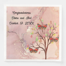 Napkin-design för bröllop med fjärilar pappersservett