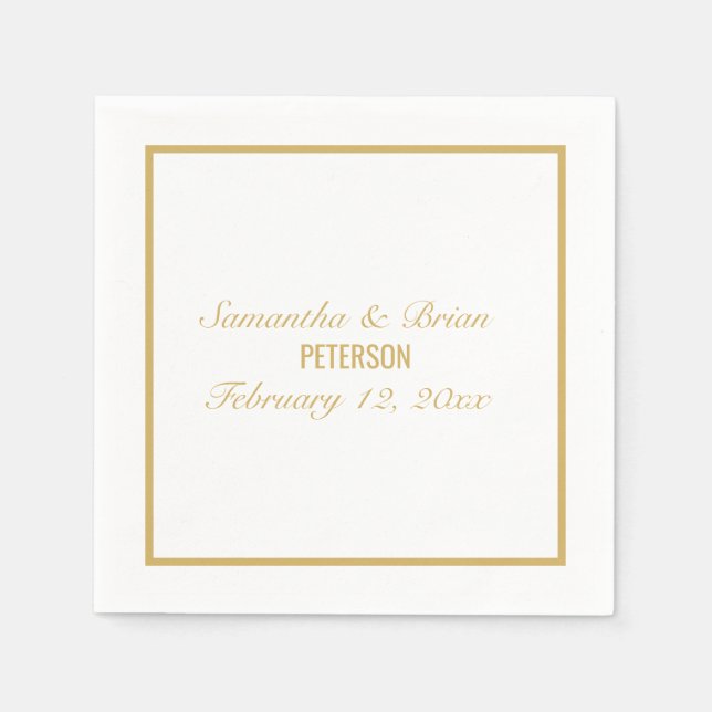 Napkin för elegant guld bröllop pappersservett (Framsidan)