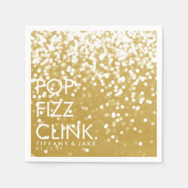 Napkin - mousserande Pop Fizz Clink Guld Pappersservett