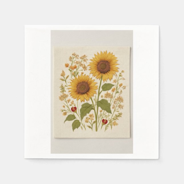 Napkin-uppsättning för vintagens Blommigt Pappersservett (Framsidan)