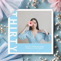 Napkins anpassningsbar Himmel Blue 30års födelseda