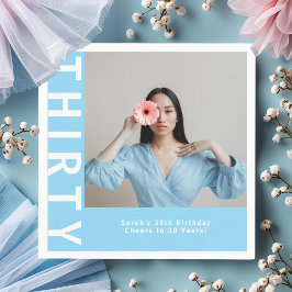 Napkins anpassningsbar Himmel Blue 30års födelseda Pappersservett