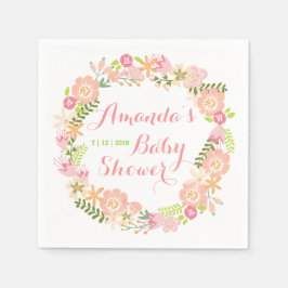Napkins, blommigt WAN Baby Shower Napkins Pappersservett