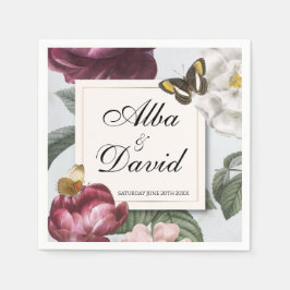 Napkins Bröllop Bloom Blommigt Flower Butterfly Pappersservett