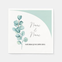 Napkins Bröllop Namn Eucalyptus Löv Mint