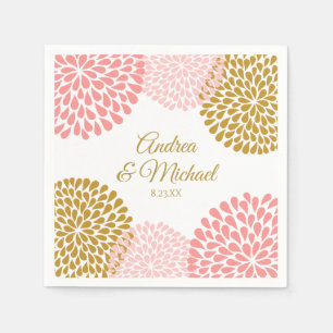 Napkins Chrysanthemum (Rosa och Guld) Pappersservett
