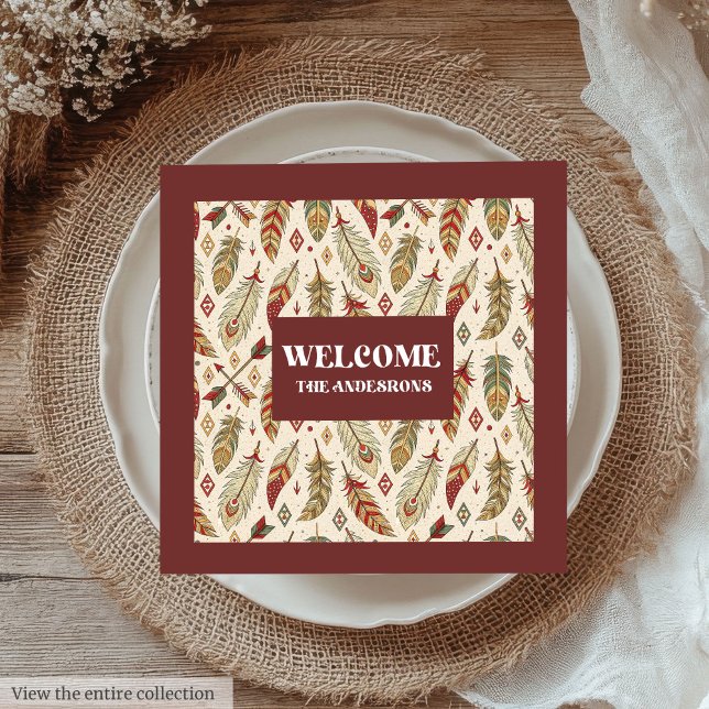 Napkins eget namn Terracotta Sage Pappersservett (Native Tribal Napkins Custom Name Pastel Accent)