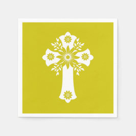 Napkins Floral Cross Yellow Pappersservett
