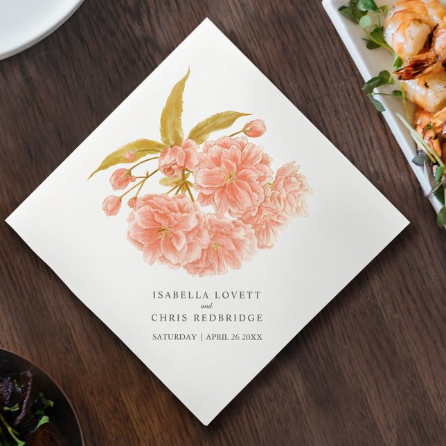 Napkins för bröllop peach orange blommigt blommar pappersservett (Skapare uppladdad)