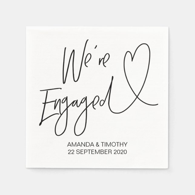 Napkins för Förlovning av förlovningsfest-Anpassni Pappersservett (Framsidan)