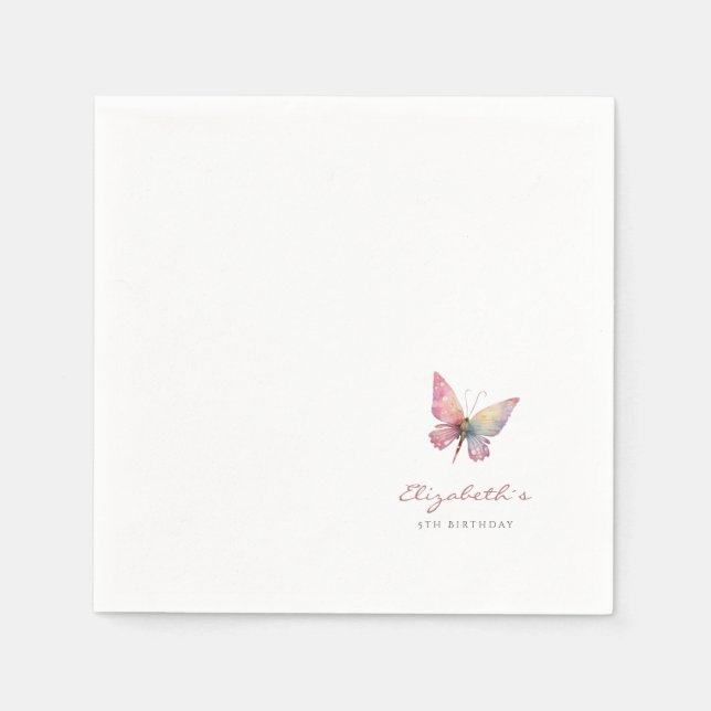 Napkins for Girls' Butterfly-themed Födelsedagsfes Pappersservett (Framsidan)