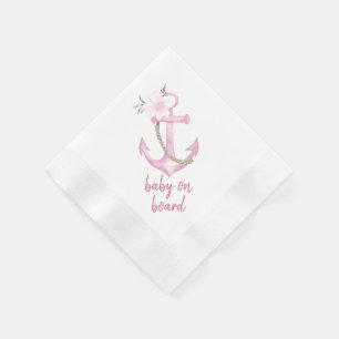 Napkins för nautiskt babyskor Rosa vattenfärgen Pappersservett