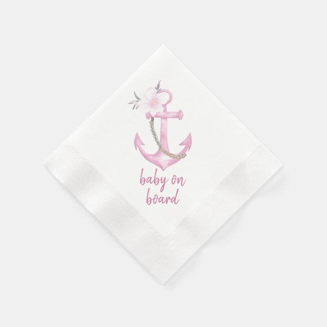 Napkins för nautiskt babyskor | Rosa vattenfärgen  Pappersservett (Hörn)