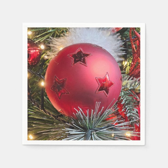 Napkins för rödbauble-stängning pappersservett (Framsidan)