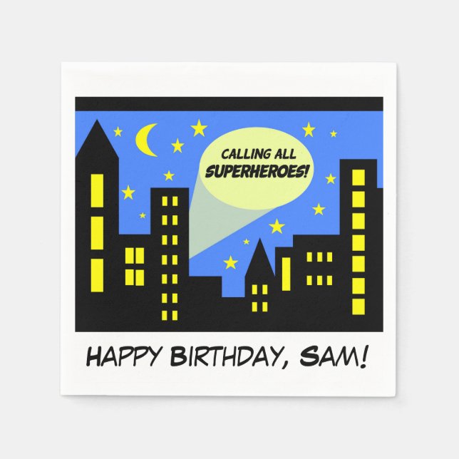 Napkins för superhjälten-födelsedag | toppen-hjält pappersservett (Framsidan)
