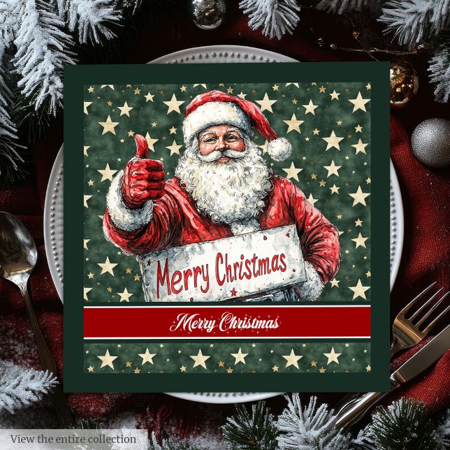 Napkins i Jultomten-familjen, klassiskt Pappersservett (Watercolor Classic Santa Claus Family Napkins)