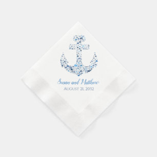 Napkins i Nautisk ankor och Personligt bröllp Pappersservett