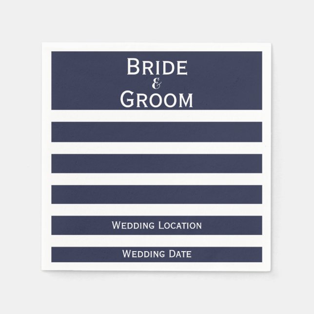 Napkins i Nautisk Bröllop Anpassningsbar Pappersservett (Framsidan)
