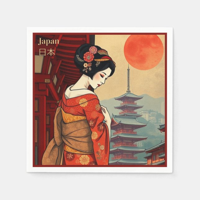 Napkins Japan geisha maiko japanese-restaurangen Pappersservett (Framsidan)