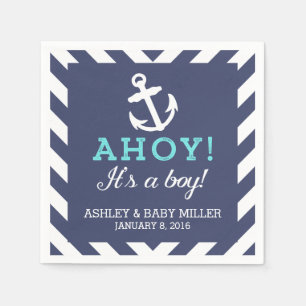 Napkins Napkins nautisk Chevron Baby Shower Napkin Pappersservett
