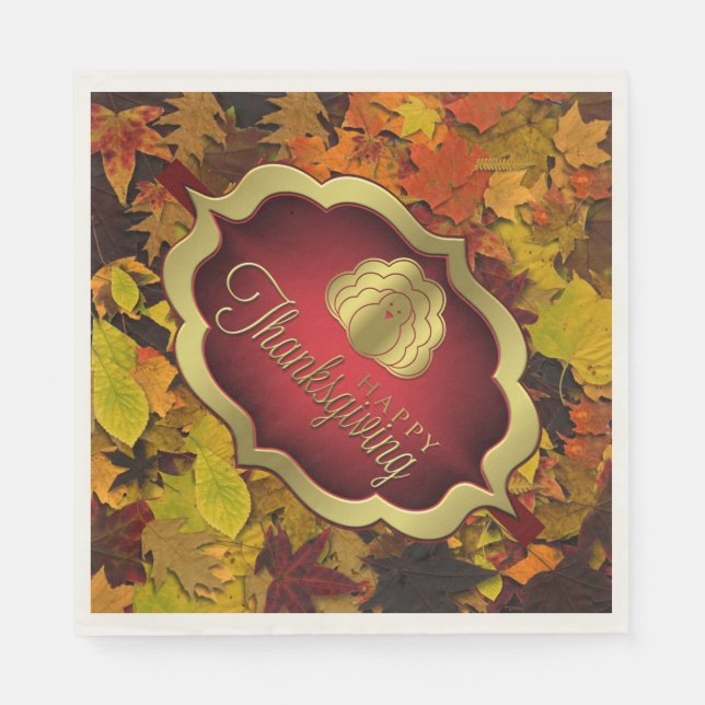Napkins - Pappra - Autumnal Happy thanksgiving Pappersservett (Framsidan)