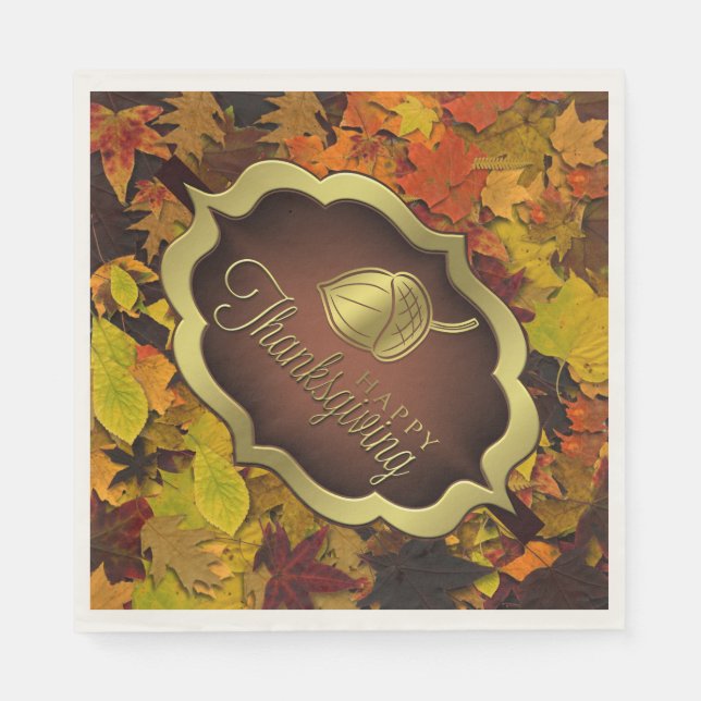 Napkins - Pappra - Autumnal Happy thanksgiving Pappersservett (Framsidan)