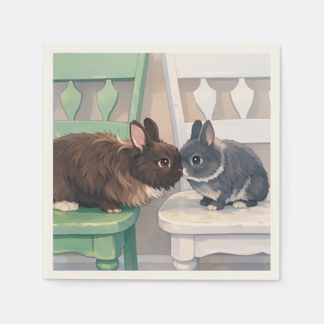Napkins (Qty 50) Two Rabbits Pappersservett (Framsidan)