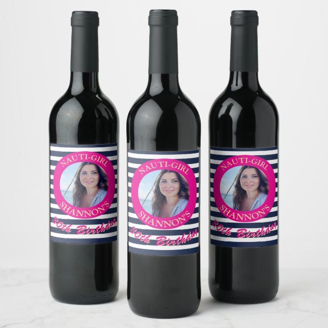 Napkins Rosa i födelsedagseftermiddagshus Vinflaska Etikett (Flaskor)