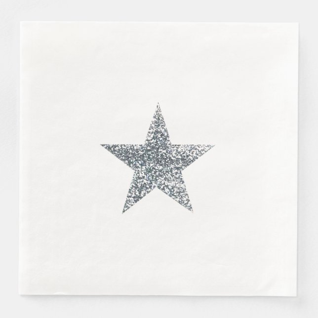 Napkins - Silver Glitter Star Pappersservett (Framsida)