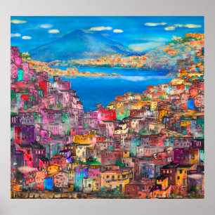 Naples cityscapeart,city,italian,liggande,modern, poster