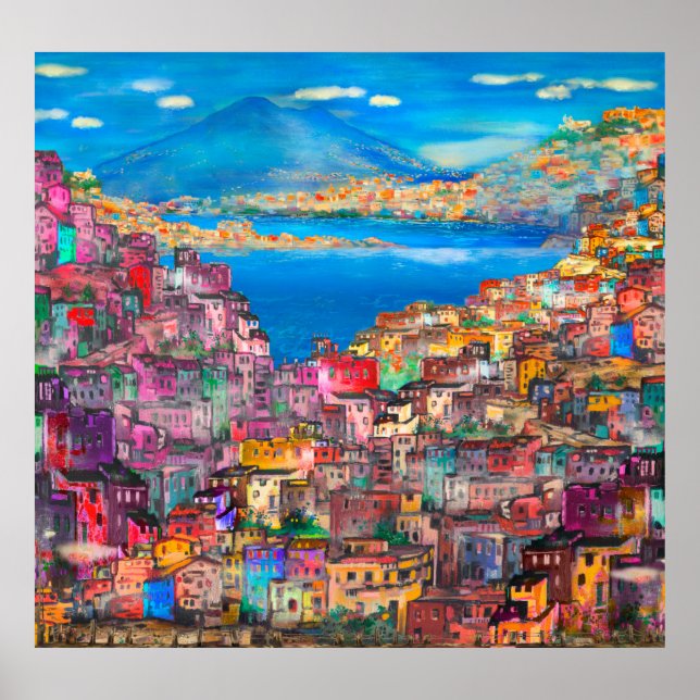 Naples cityscapeart,city,italian,liggande,modern, poster (Framsidan)